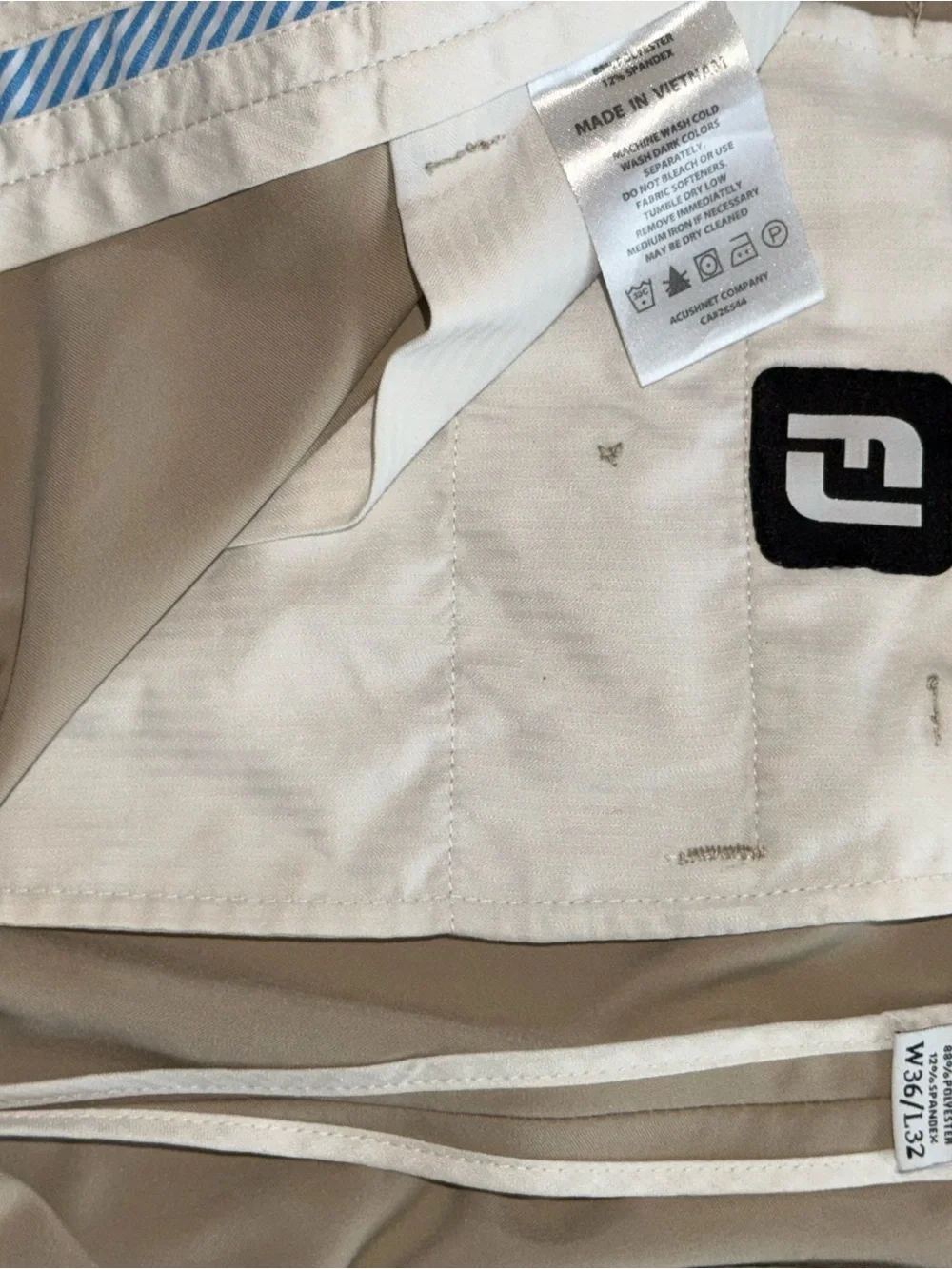 Title 427: FootJoy Golf Pants Men’s W36 L32 Khaki Performance Stretch Flat Front